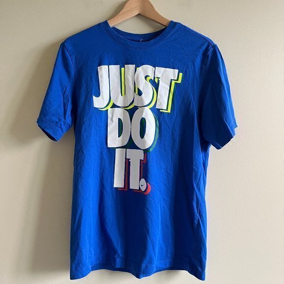 Nike Sportswear Mens Just Do‎ It T-Shirt Size Medium Blue Short Sleeve Cotton - Picture 1 of 5